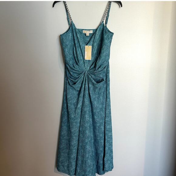 NWT Michael Kors Twist Chain Strap Camisole Dress, Blue, Women's Large - Picture 2 of 7